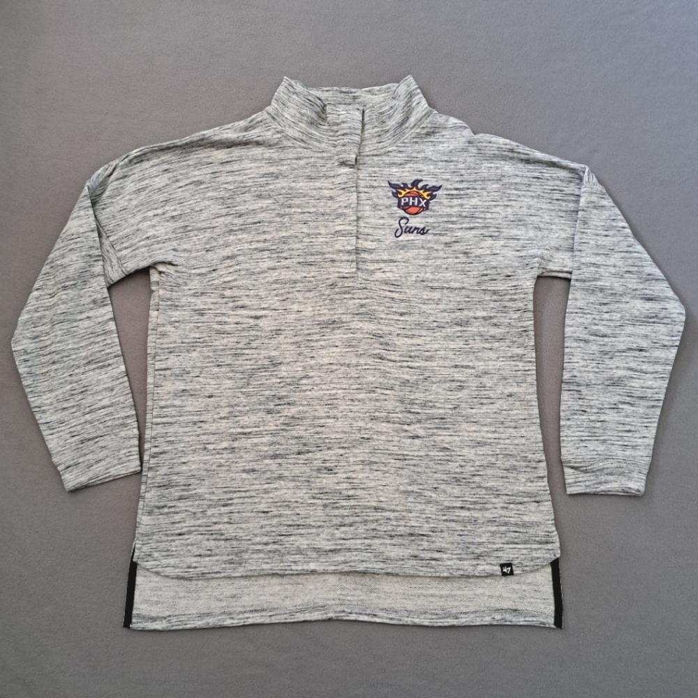 Phoenix Suns Popver Sweater Large 47 Brand Heather Gray Men's EUC NWOT
